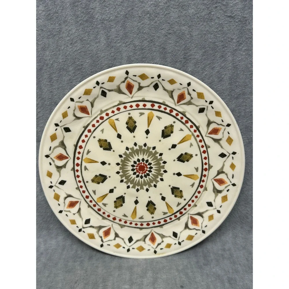 Threshold Dinner Plates Cream Multicolor Melamine Geometric Mandala Set of‎ 4